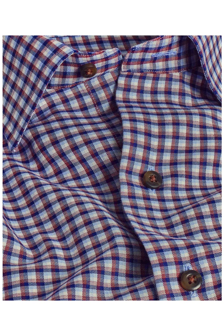 Plaid Twill Hidden Button-Down Shirt, Alternate, color, BLUE/ MERLOT