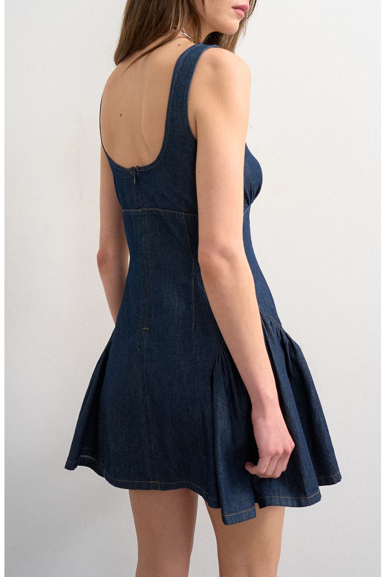 Peplum Hem Denim Minidress, Alternate, color, MEDIUM BLUE
