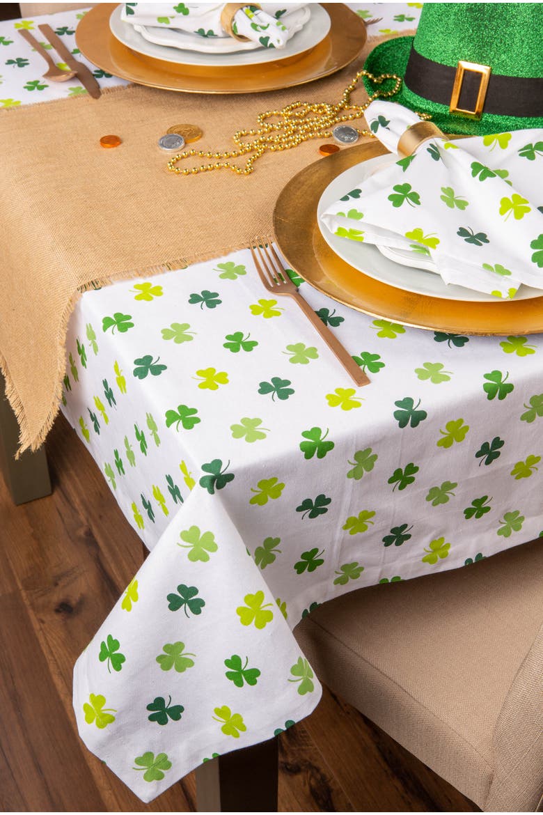 Shamrock Shake Print Tablecloth 60x84, Alternate, color, Shamrock Shake
