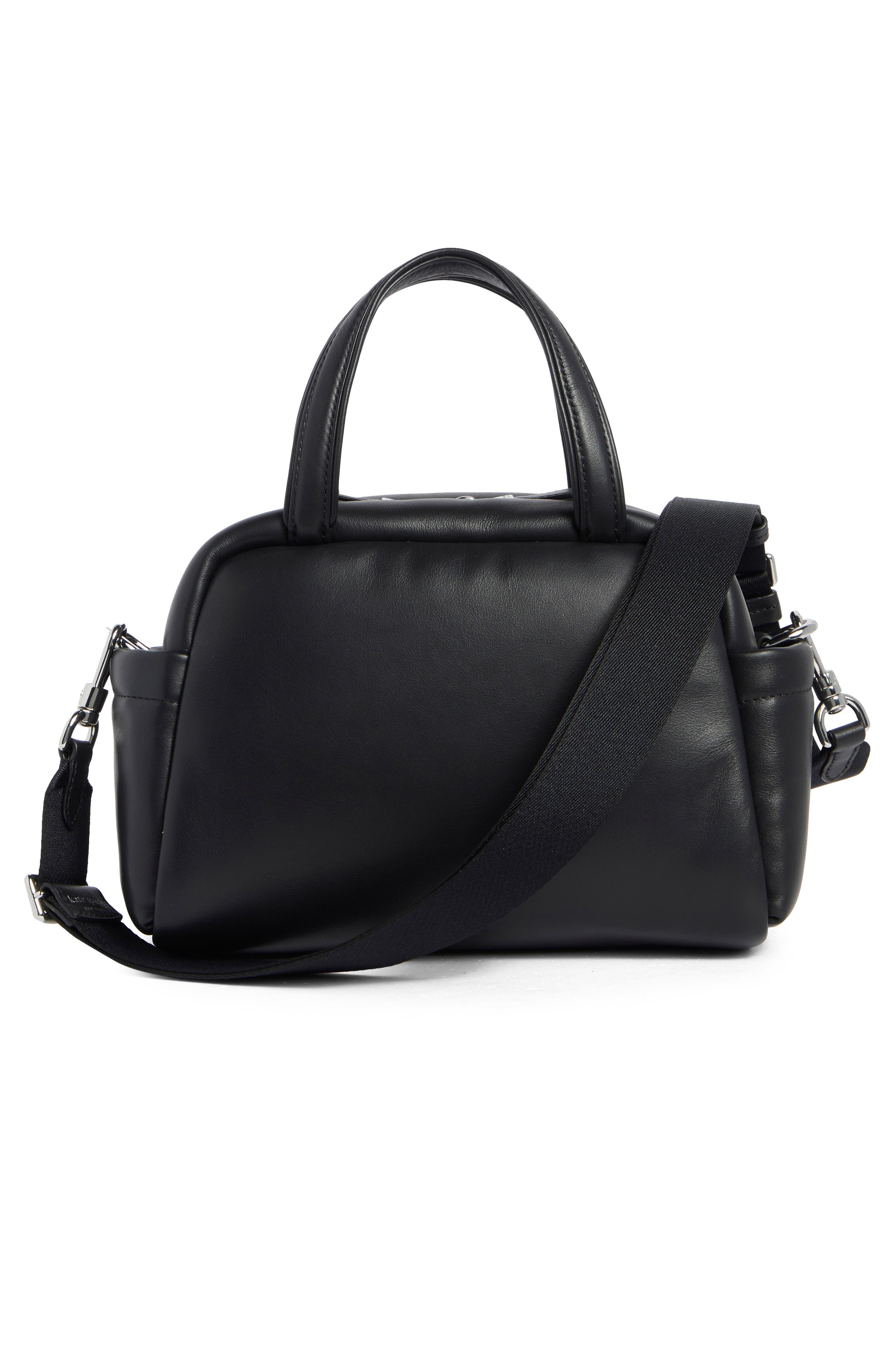 Kate Spade New York puffed leather satchel bag, Alternate, color, Black