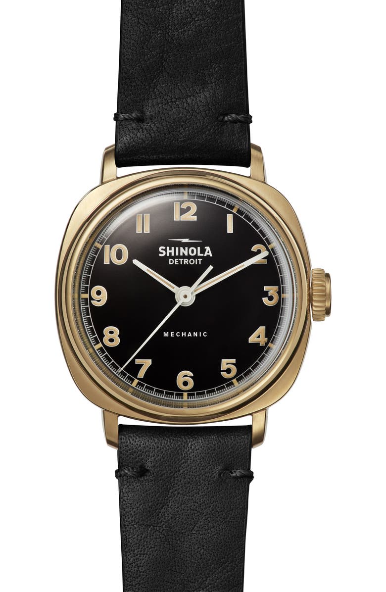 Shinola The Mechanic Leather Strap Watch, 39mm, Main, color, 
