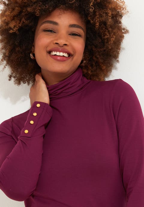 Stretch Knit Turtleneck Tee