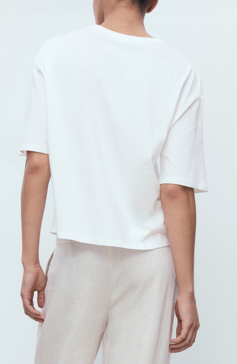 MANGO Appliqué Flower Cotton Graphic T-Shirt, Alternate, color, Off White