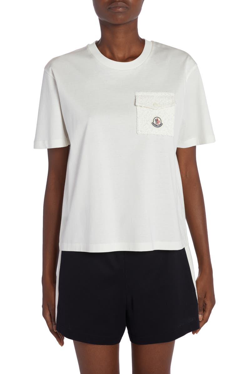 Moncler Logo Pocket Cotton Blend T-Shirt, Main, color,
