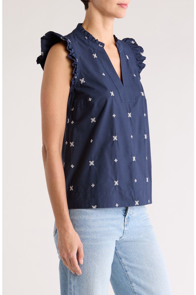 Decked Out Sleeveless Top, Alternate, color, NAVY EMBROIDERED