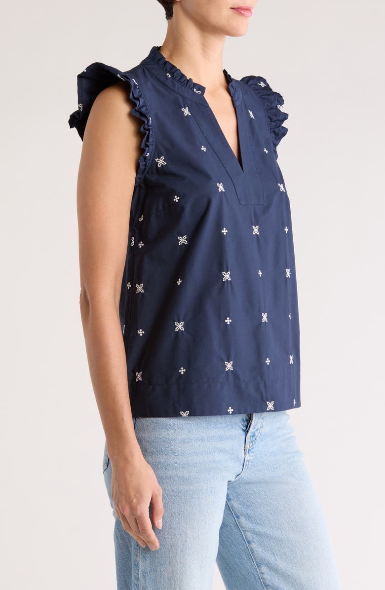 GIBSONLOOK Decked Out Sleeveless Top, Alternate, color, Navy Embroidered