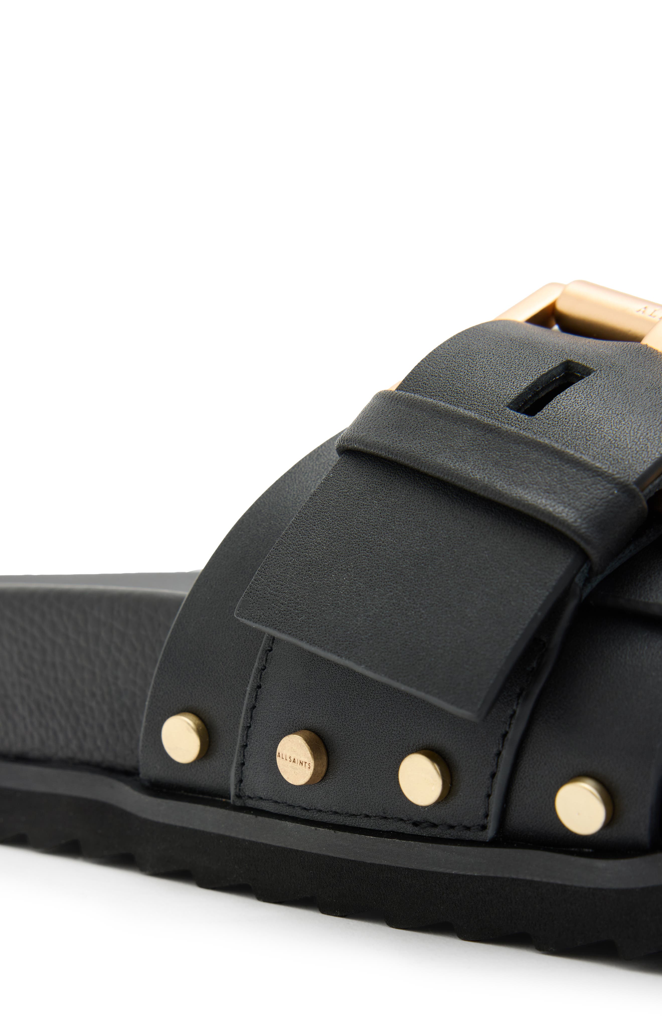 Ellie Stud Slide Sandal, Alternate, color, BLACK