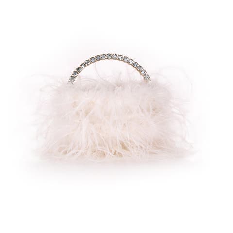 Raven Ostrich Feather Pouch Halfmoon Handle