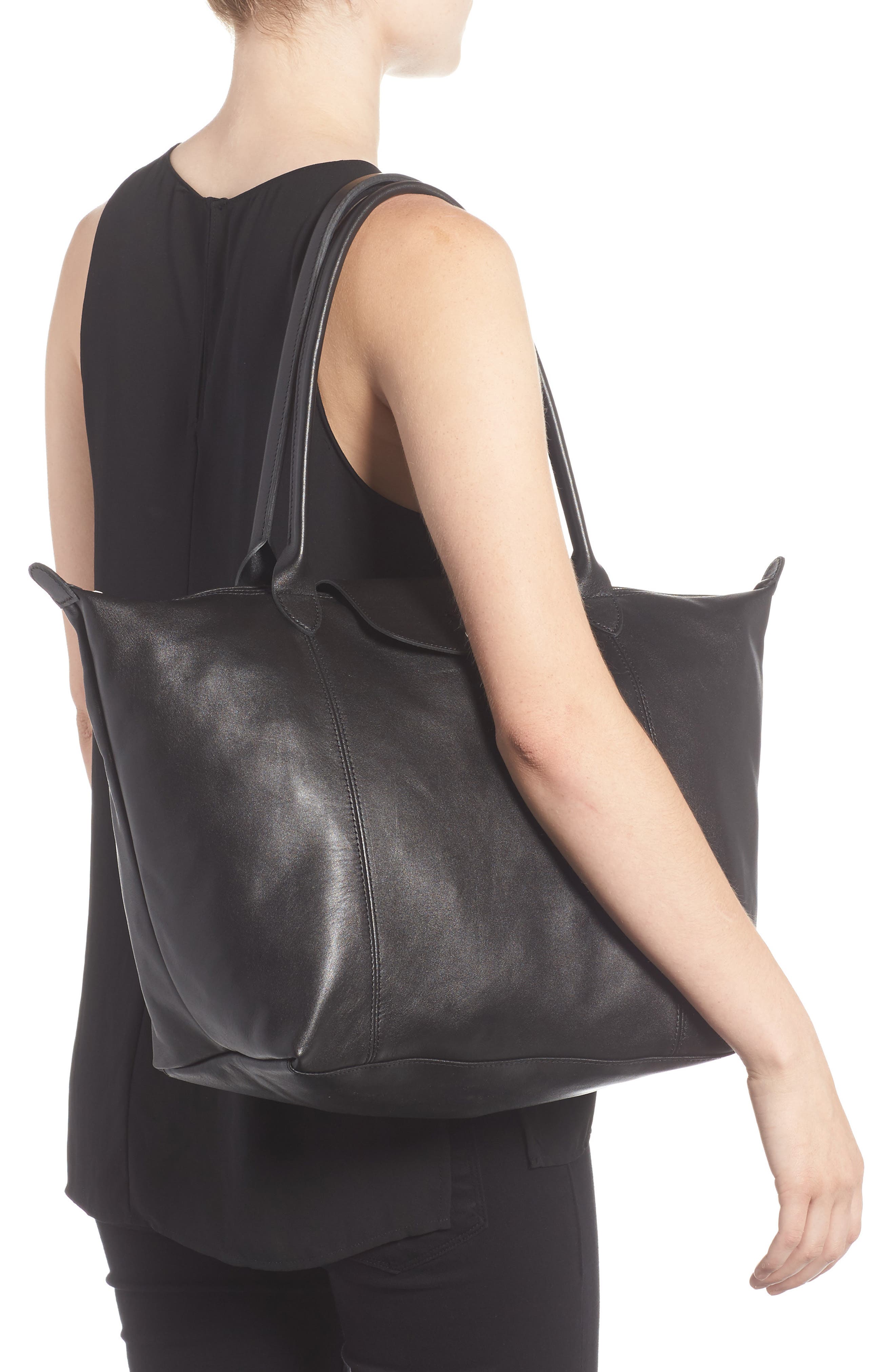 Longchamp Le Pliage Cuir Leather Tote, Alternate, color, 