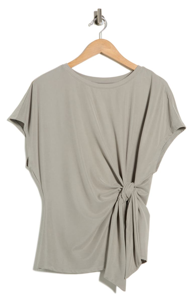 NORDSTROM RACK Short Sleeve Tie Detail Top, Alternate, color, Green Chaparral
