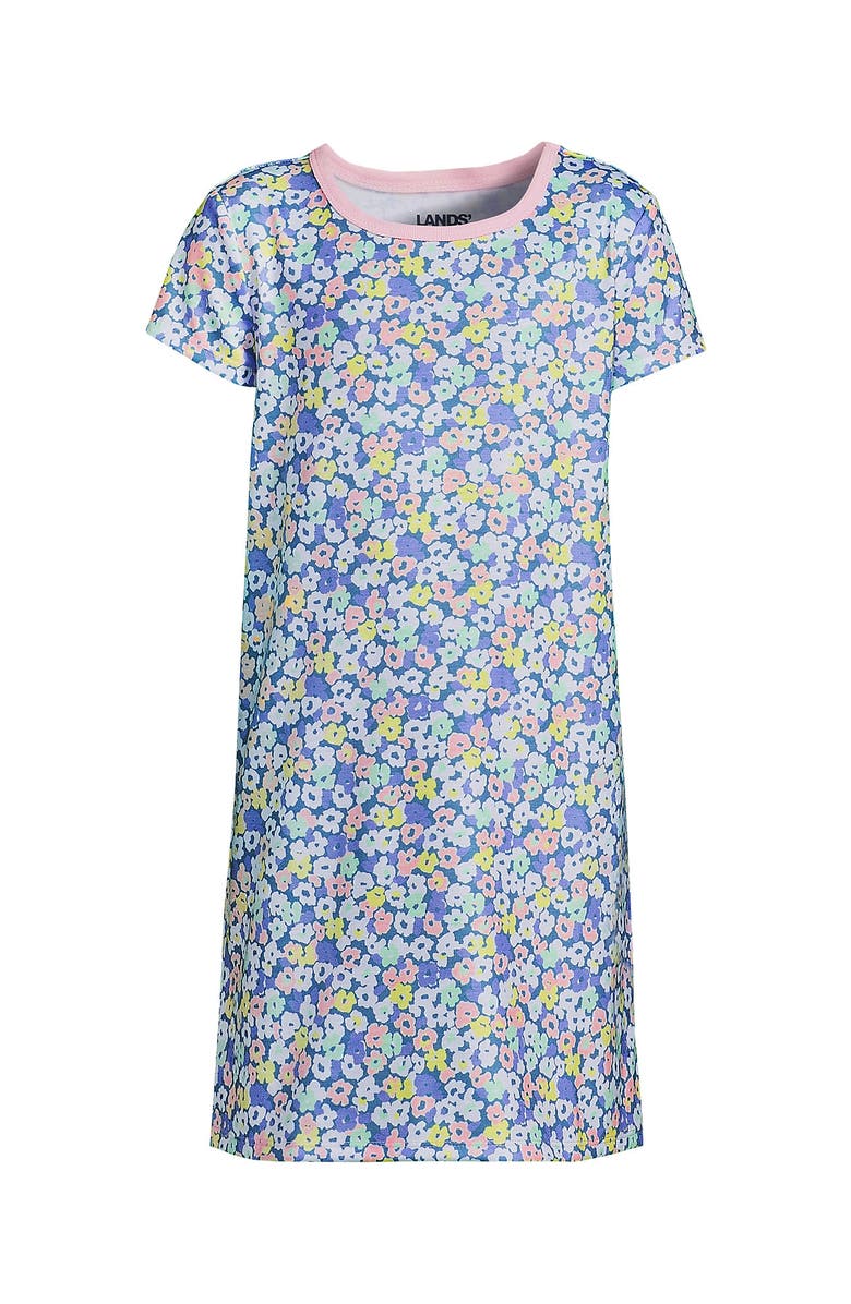 Lands' End Girls Short Sleeve Nightgown, Alternate, color, Muted Blue Ditsy Floral