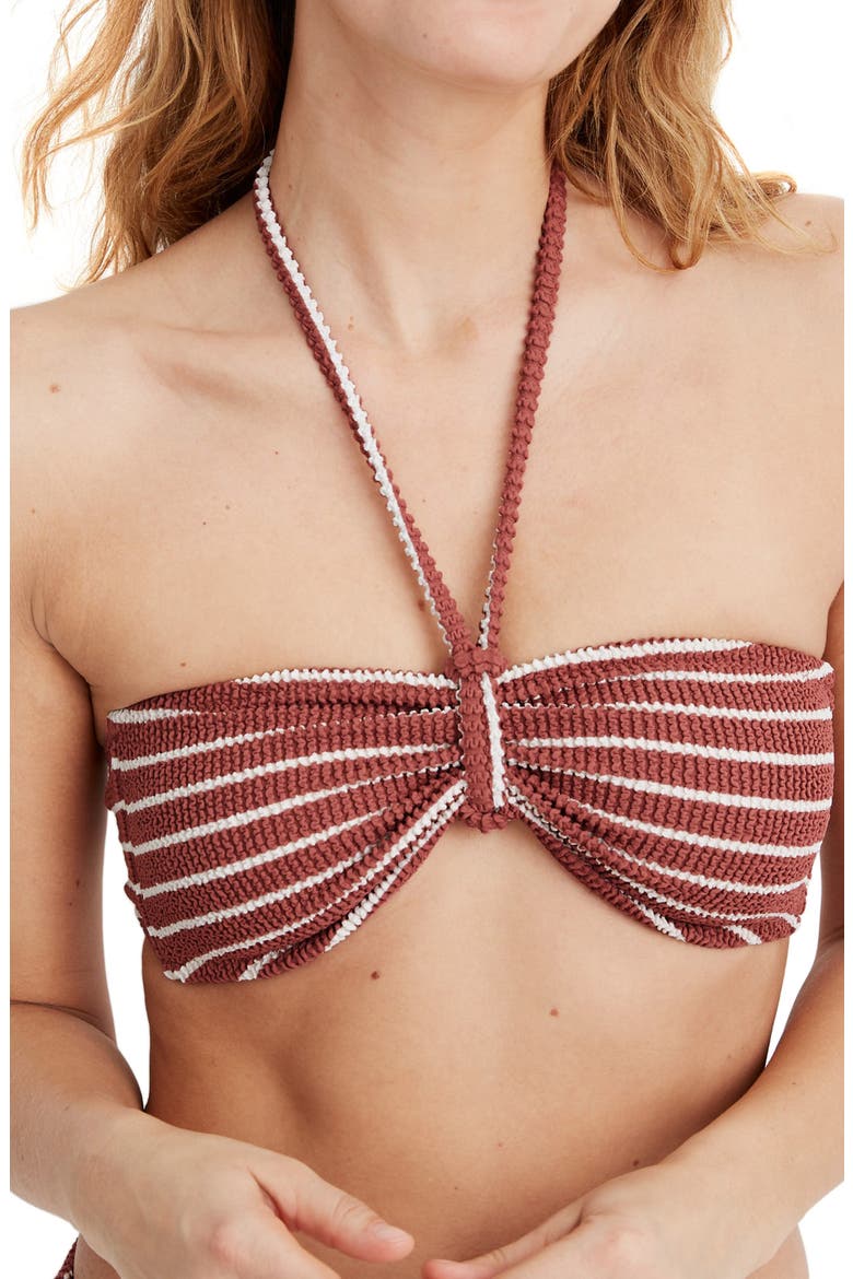 Second Wave Textured Bandeau Bikini Top, Alternate, color, VINTAGE QUARTZ