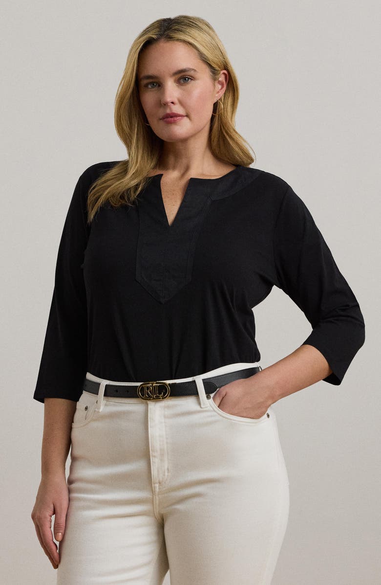 Lauren Ralph Lauren Split Neck Tunic, Alternate, color, Black