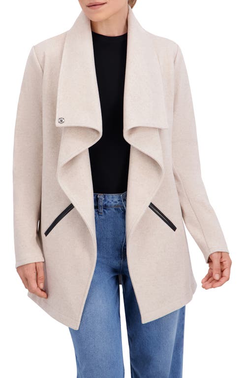 Ookie & Lala Drape Collar Open Front Jacket In Neutral