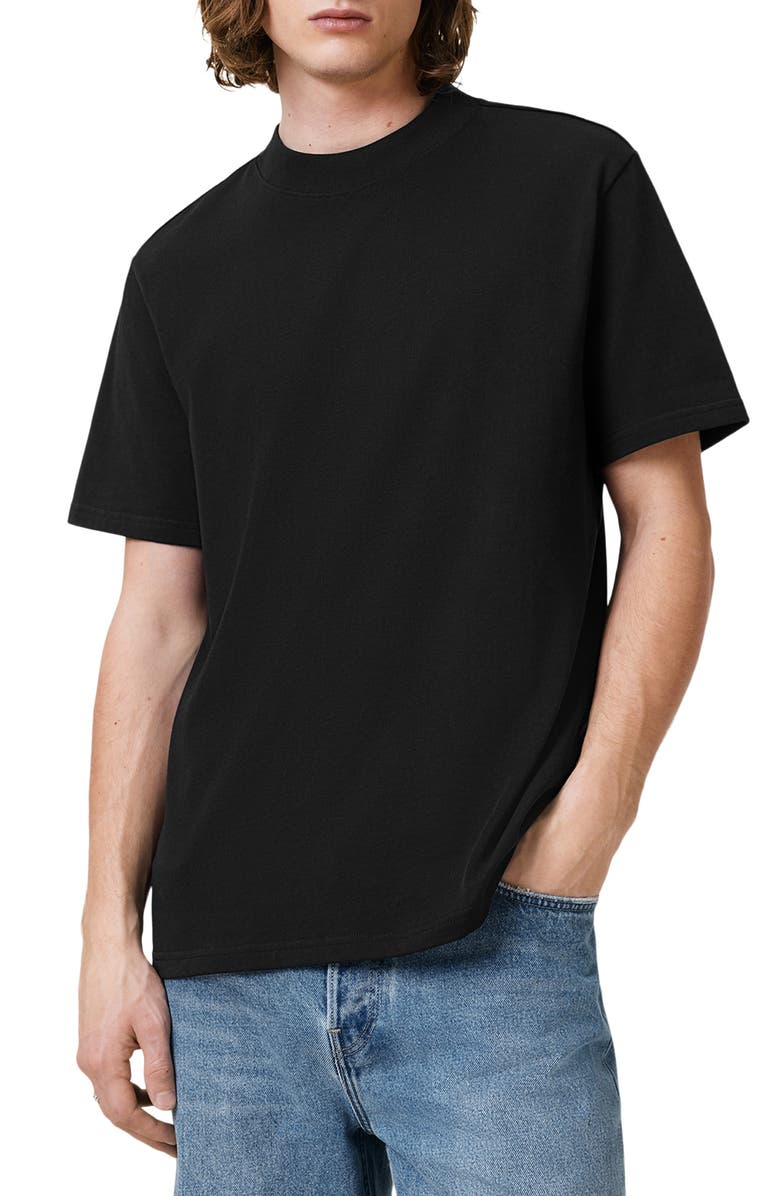 AllSaints Nero Solid Black Cotton T-Shirt, Main, color, Jet Black