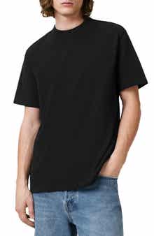 AllSaints Nero Solid Black Cotton T-Shirt