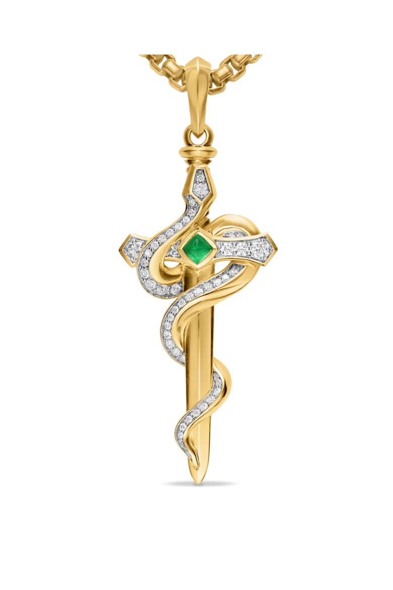 Men's Ouroboros Snake Amulet with Diamonds, Alternate, color, EMERALD