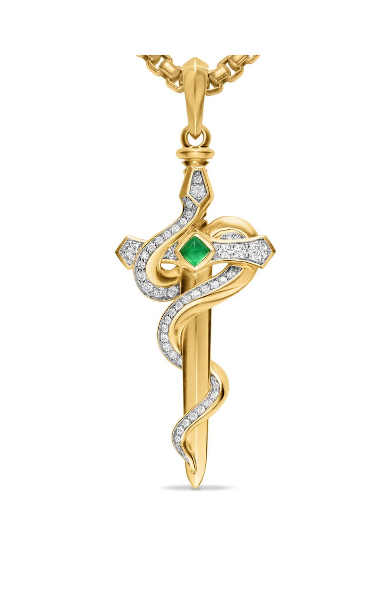 David Yurman Men's Ouroboros Snake Amulet with Diamonds, Alternate, color, Emerald