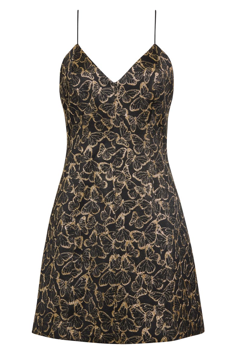 Tayla Structured Jacquard Minidress, Alternate, color, BLACK/ GOLD