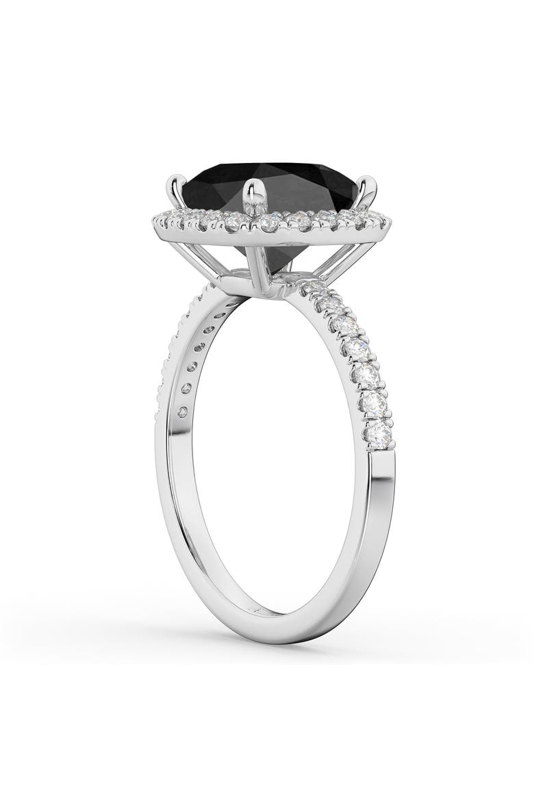 Cushion Cut Halo Black Onyx & Diamond Engagement Ring 14k, Alternate, color, 3.11ct/White Gold