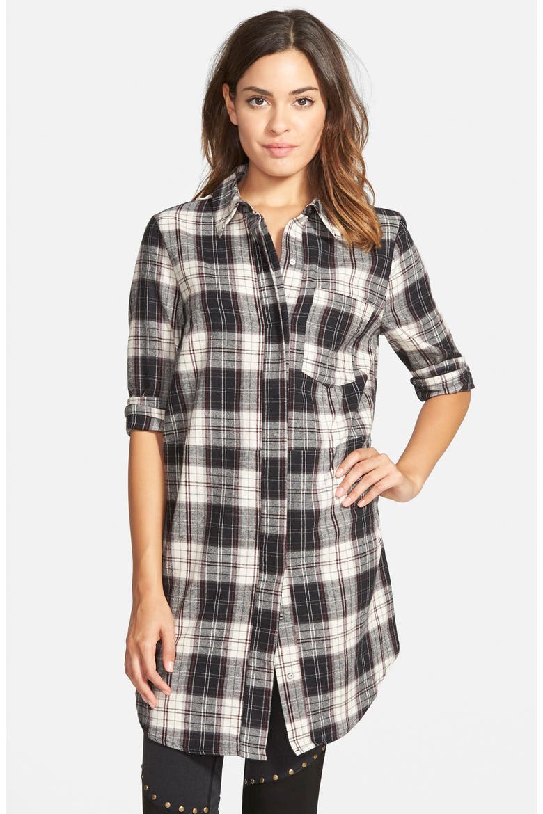 Chloe K Plaid Tunic, Main, color, BLACK/ IVORY