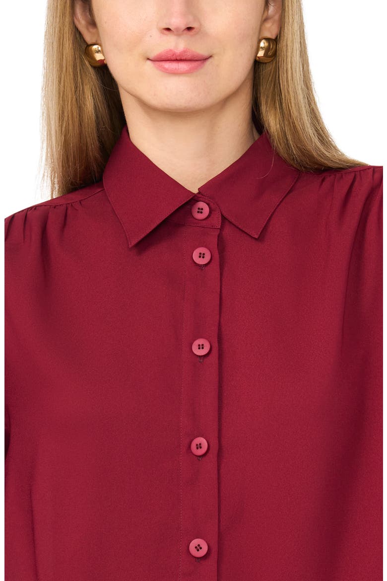 Crop Swing Button-Up Shirt, Alternate, color, DARK WINE