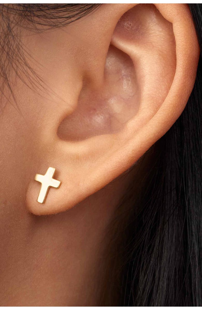 Oradina 14K Yellow Gold Cross Roads Studs, Alternate, color, Yellow Gold