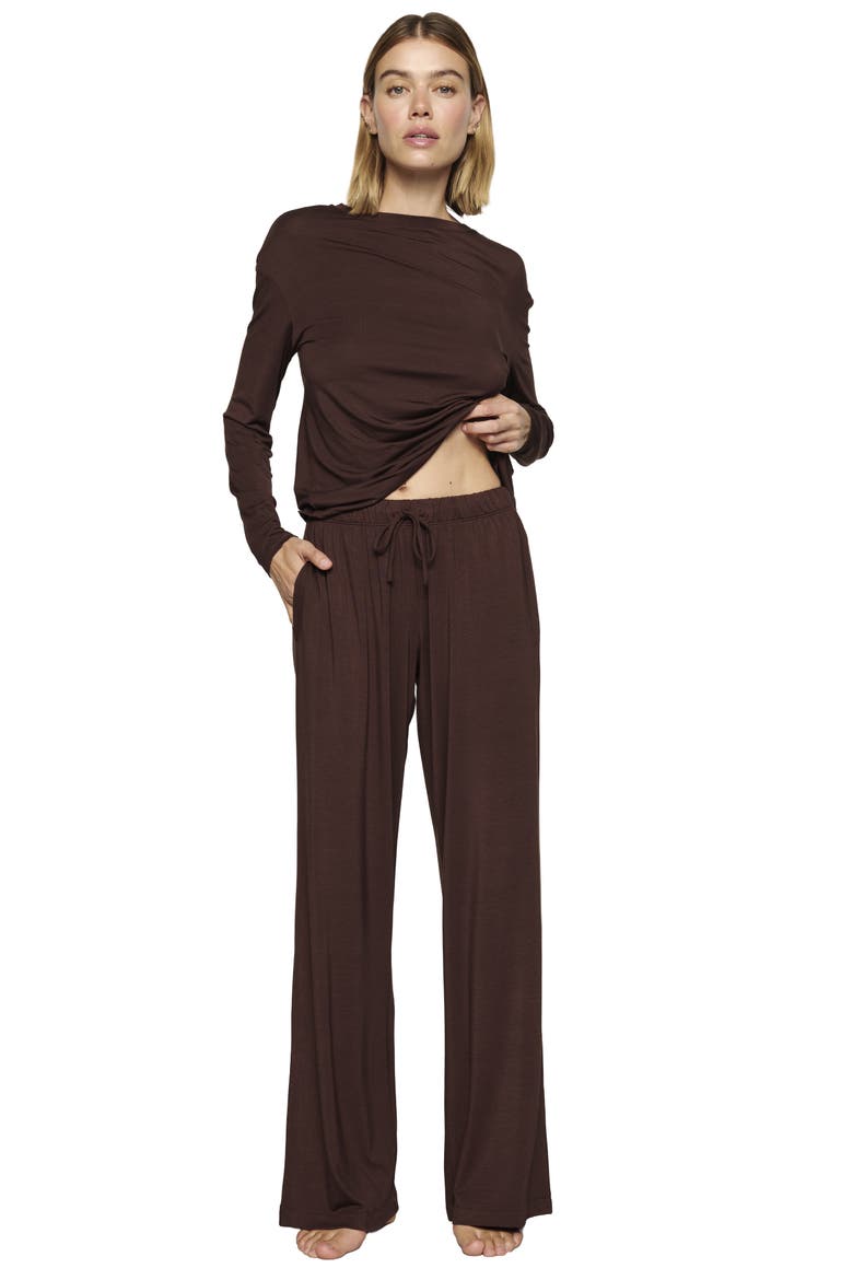 Gisele Stretch Modal Pajama Pants, Alternate, color, CHOCOLATE