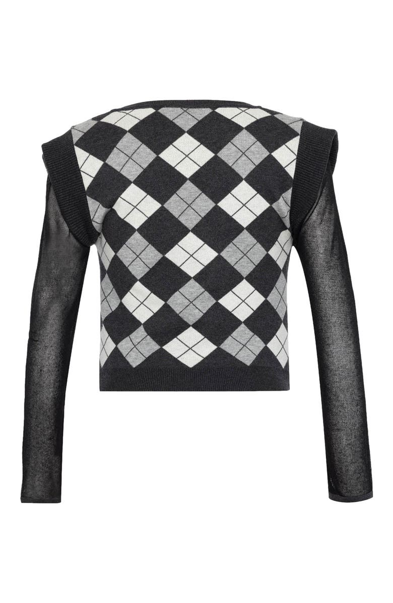 THEO The Label Nomia Plaid Pearly V-neck Sweater, Alternate, color, 