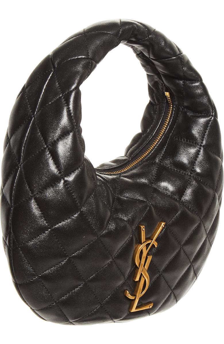 Saint Laurent Baby Icare Quilted Leather Hobo Bag, Alternate, color, Black