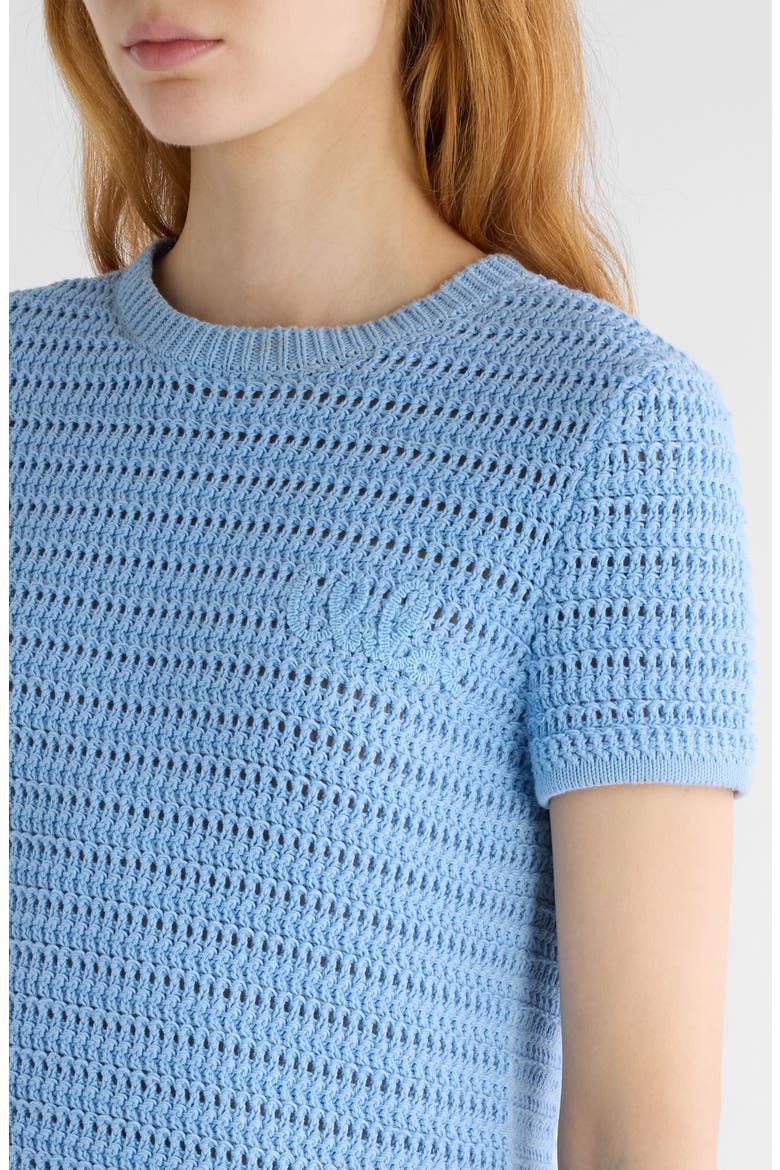 Open Knit Short Sleeve Organic Cotton Sweater, Alternate, color, SOFTY BLUE
