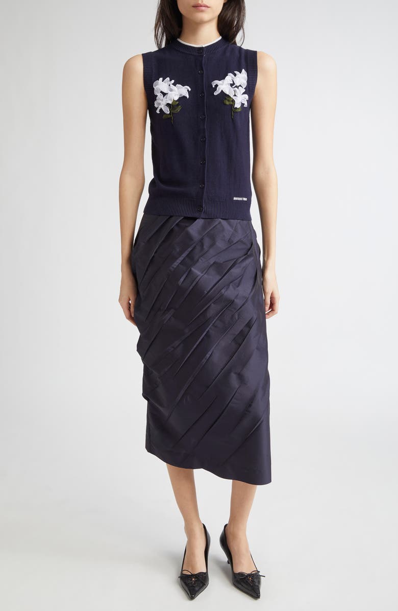 Shushu/Tong Pleated Satin Midi Skirt, Alternate, color,