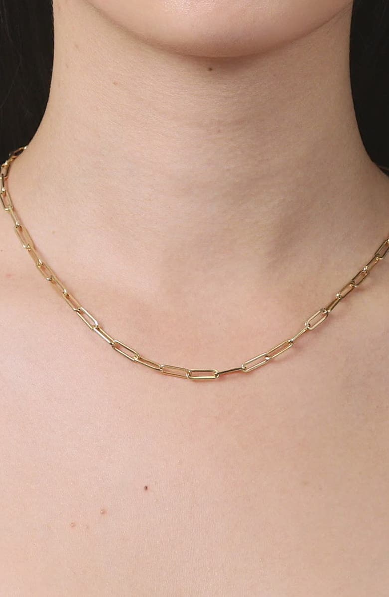 Aurate New York Large Paperclip Chain Necklace, Alternate, color, Yellow Gold