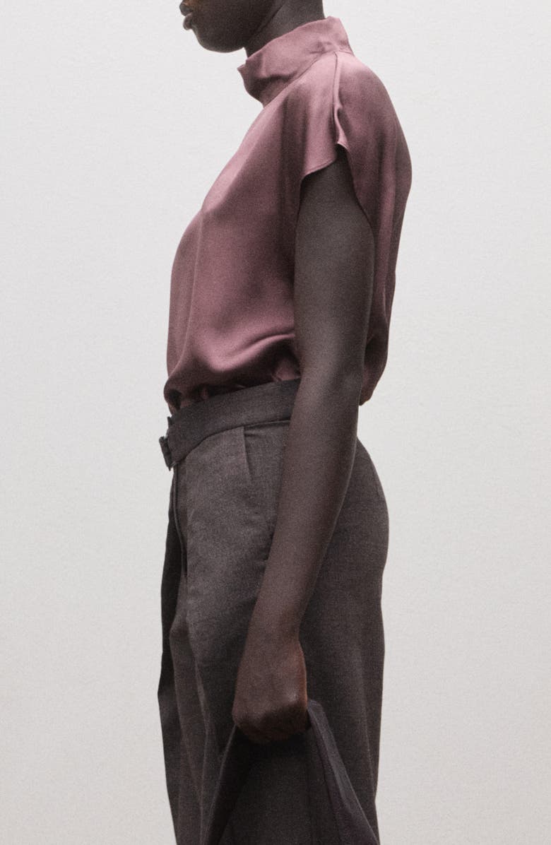 MANGO Mock Neck Silk Satin Top, Alternate, color,
