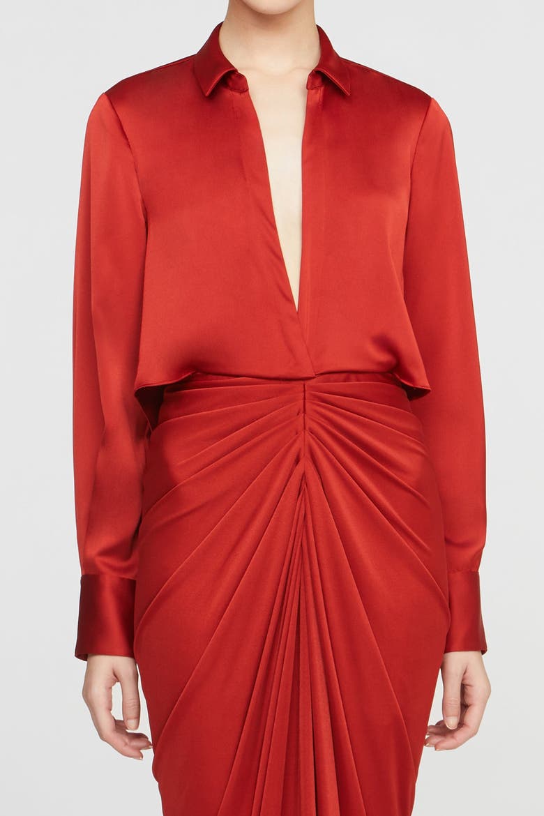 Katrine Jersey And Satin Gown, Alternate, color, Auburn