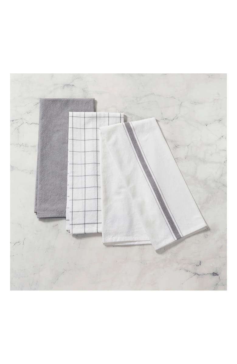 Le Creuset Set of 3 Kitchen Towels, Alternate, color, Charbon