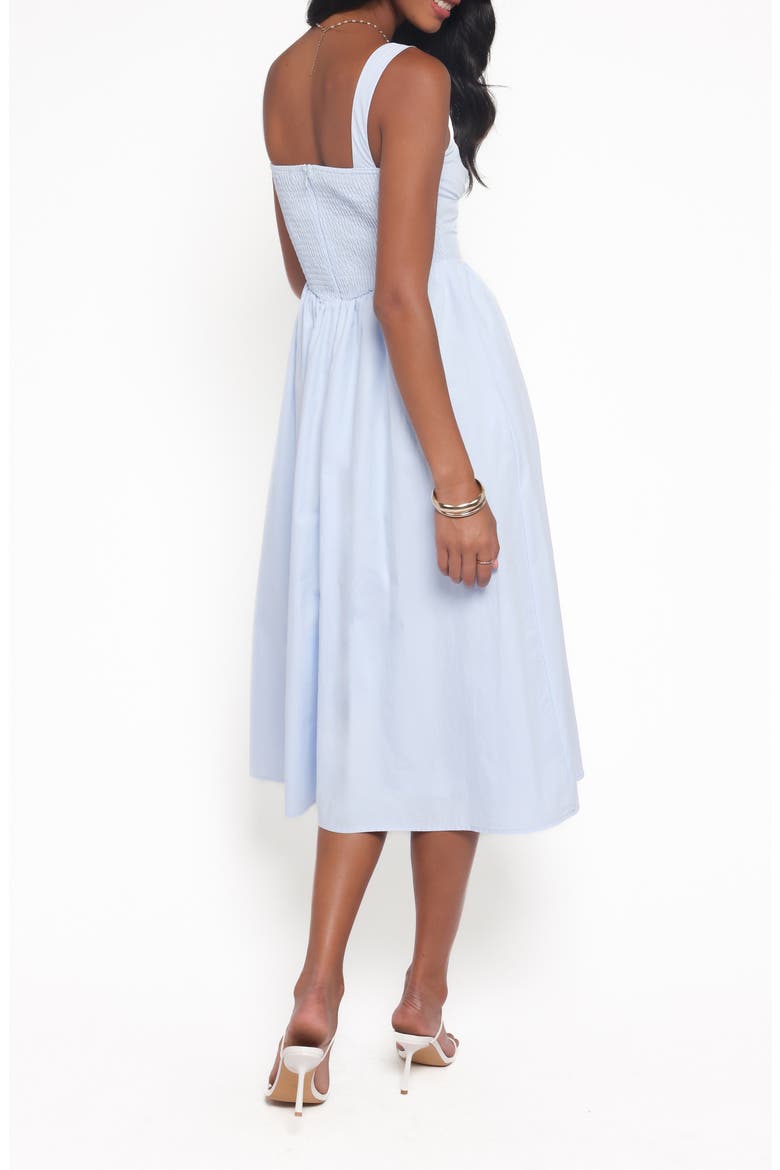 Kinslee Corset Cotton Blend Midi Dress, Alternate, color, BLUE