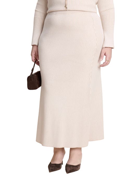 Ribbed Sweater Trumpet Maxi Skirt