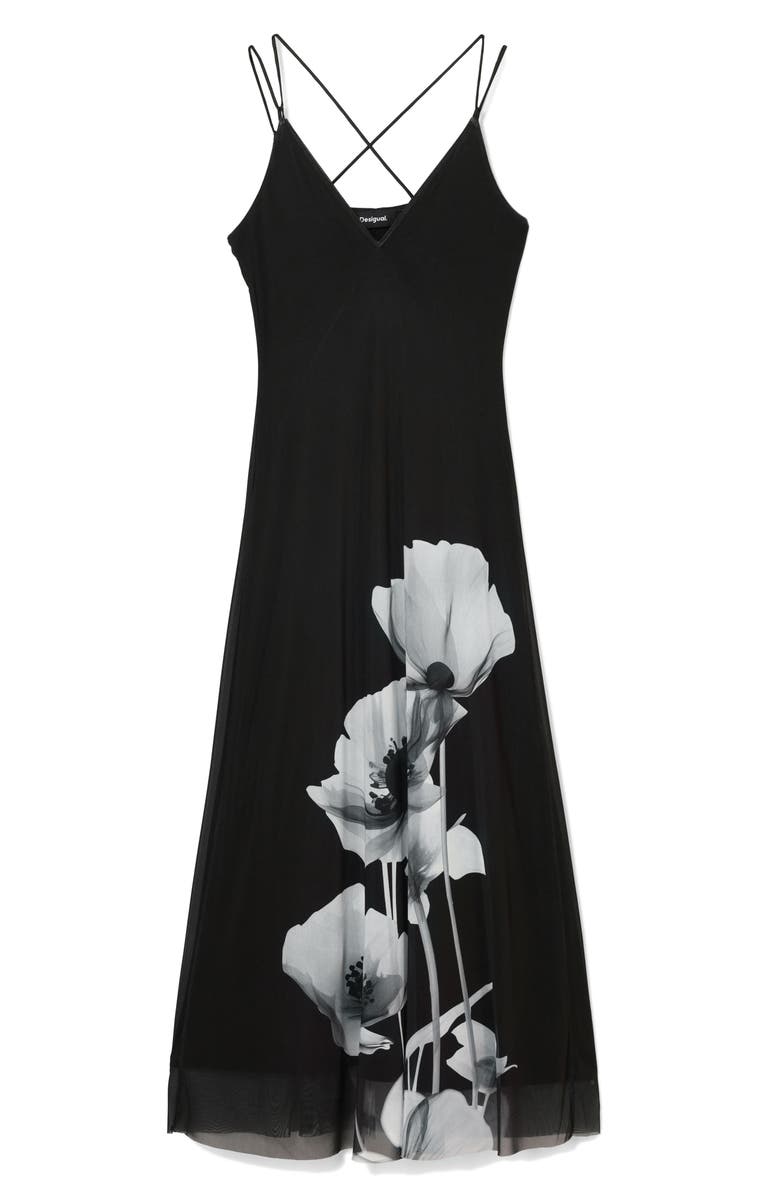 Desigual Fresno Floral Print Slipdress, Alternate, color, 