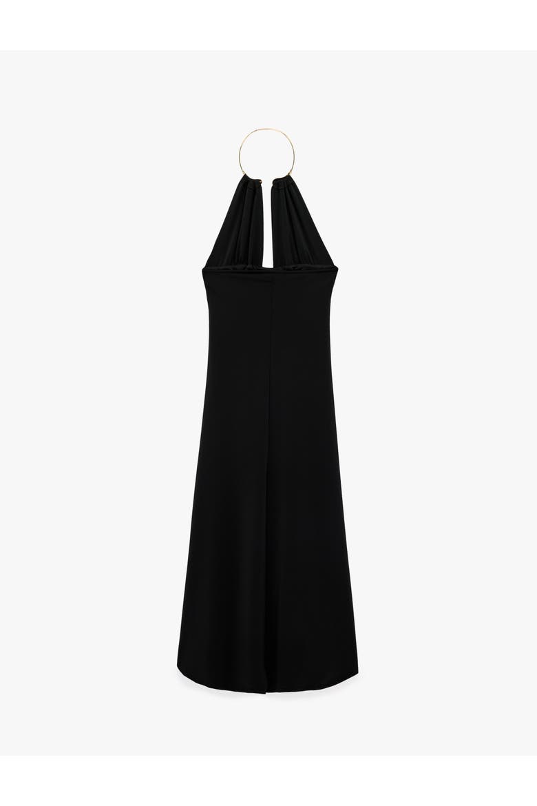 Metal Ring Detail Halter Neck Dress, Alternate, color, BLACK