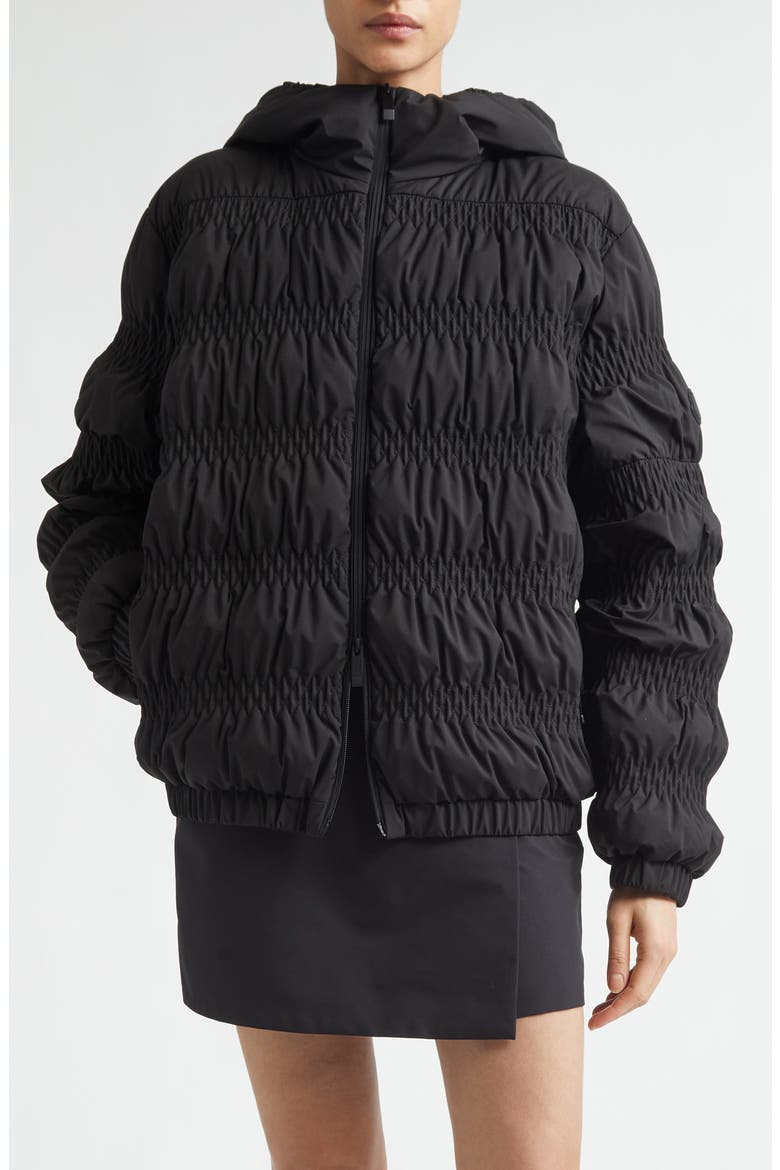 Noyer Gathered Quilted Down Jacket, Main, color, BLACK