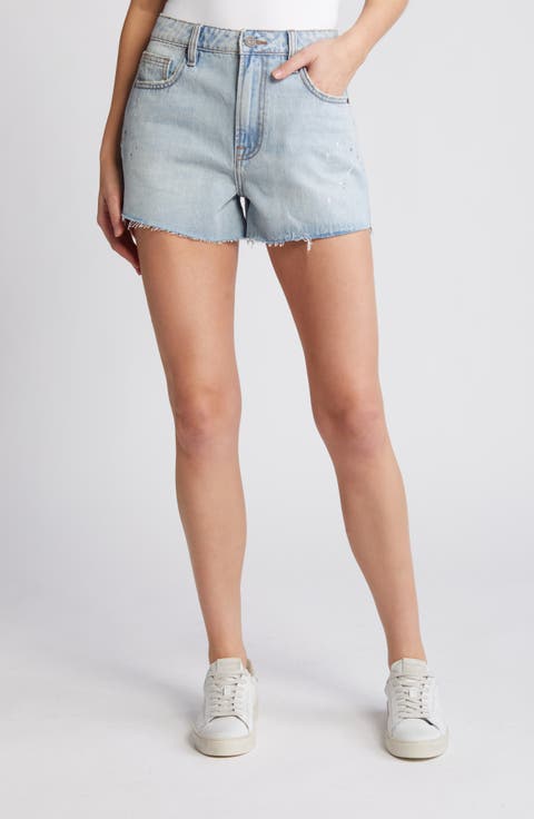 Relaxed High Waist Cutoff Denim Shorts