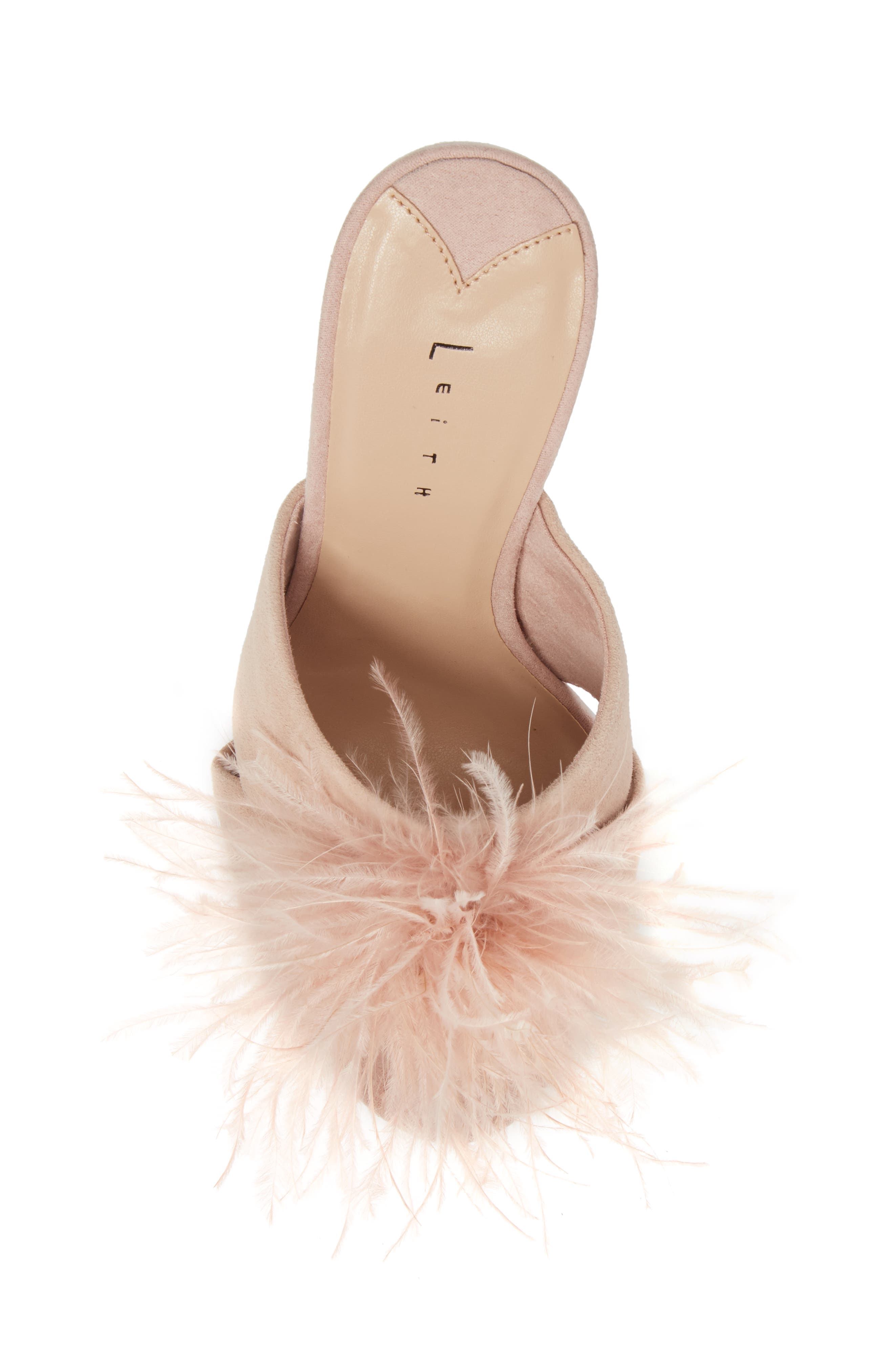 Edge Feather Sandal, Alternate, color, BLUSH SUEDE