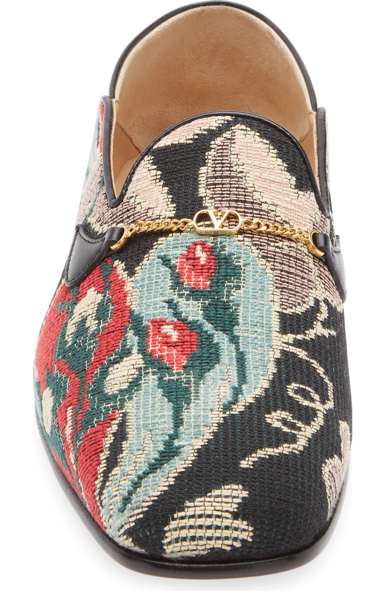 Valentino Garavani Floral Jacquard Bit Loafer, Alternate, color, Black Multi