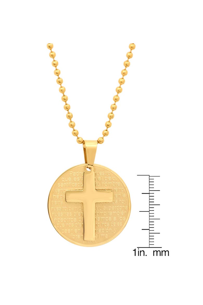 Spanish Lord's Prayer Medallion Pendant Necklace, Alternate, color, GOLD