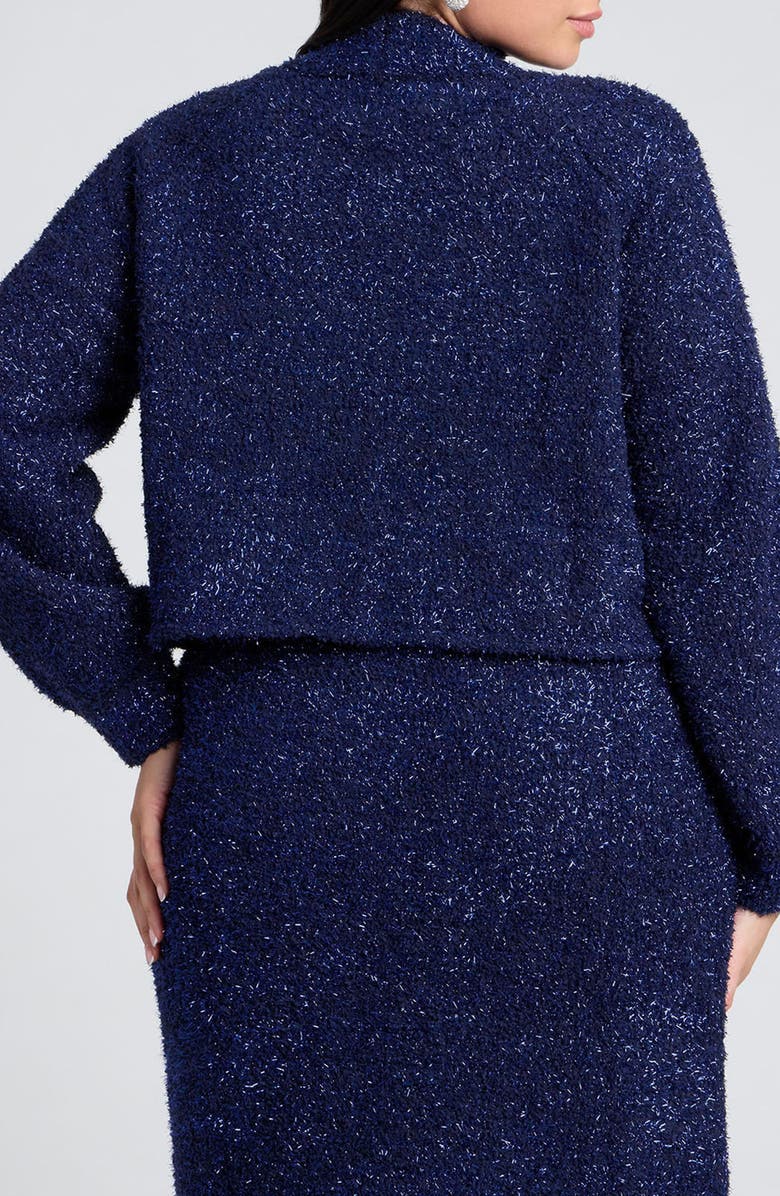 ELOQUII Fuzzy Sparkle Crossover Hem Sweater, Alternate, color, 