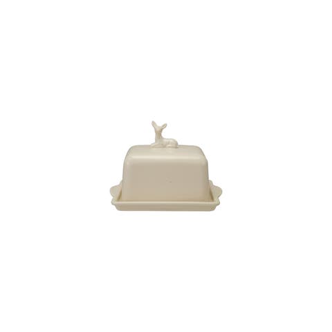 Stoneware Butter Dish with Deer Motif