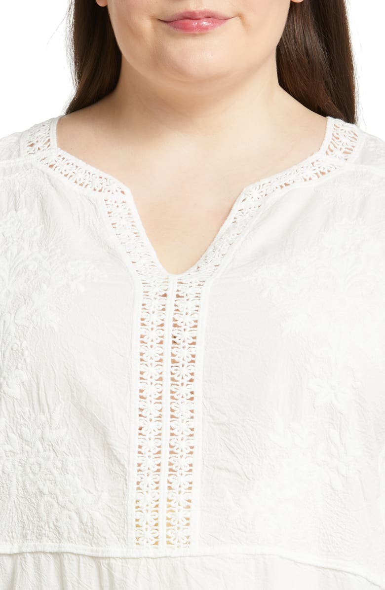 Wit & Wisdom Scallop Lace Trim Cotton Top, Alternate, color, 