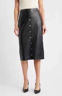 The Emberly Faux Leather Midi Skirt
