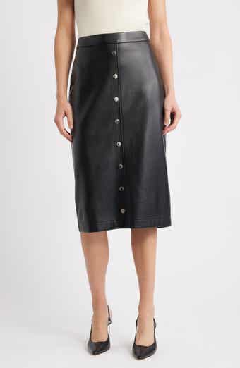 The Emberly Faux Leather Midi Skirt